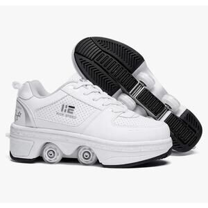 2-in-1‎ Roller Skates & Sneakers Unisex Retractable Wheels Size 3.5(34)